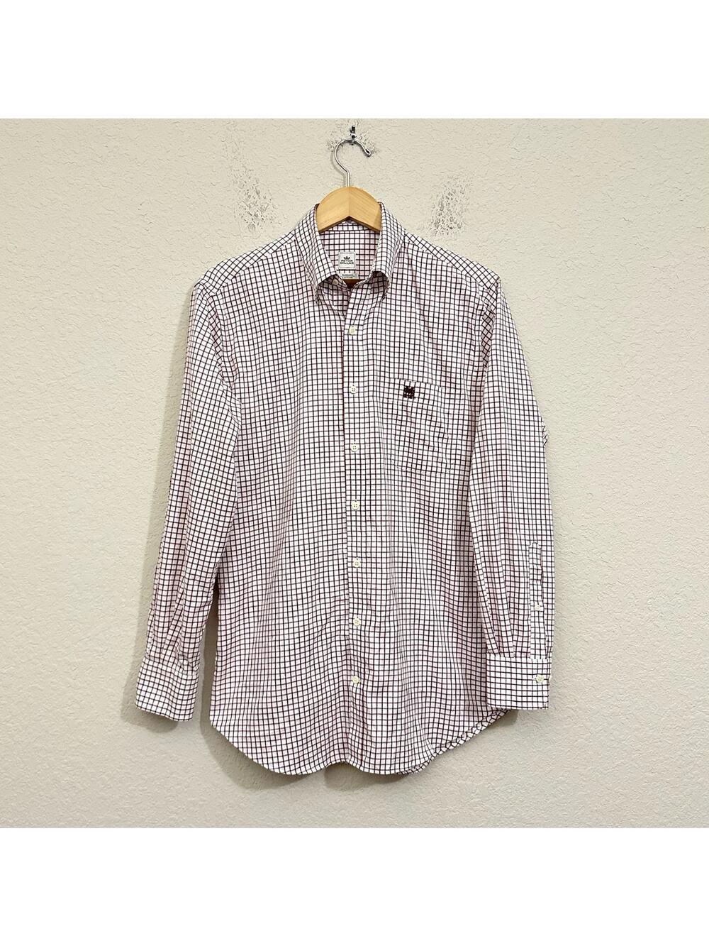 PETER MILLAR Shirt Maroon Check Mississippi State Bulldogs Nanoluxe